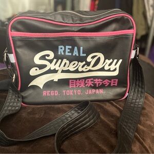 Superdry Black and Pink Crossbody Bag